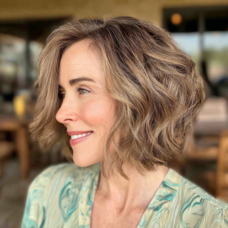 Textured Wavy Short Bob with Soft Layers