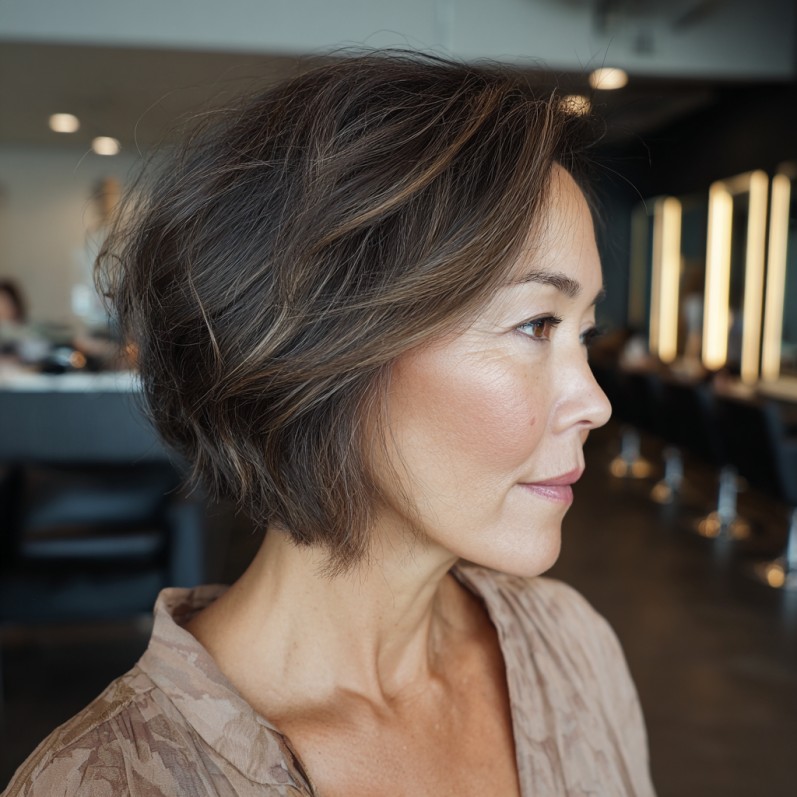 Textured Wavy Bob with Subtle Highlights