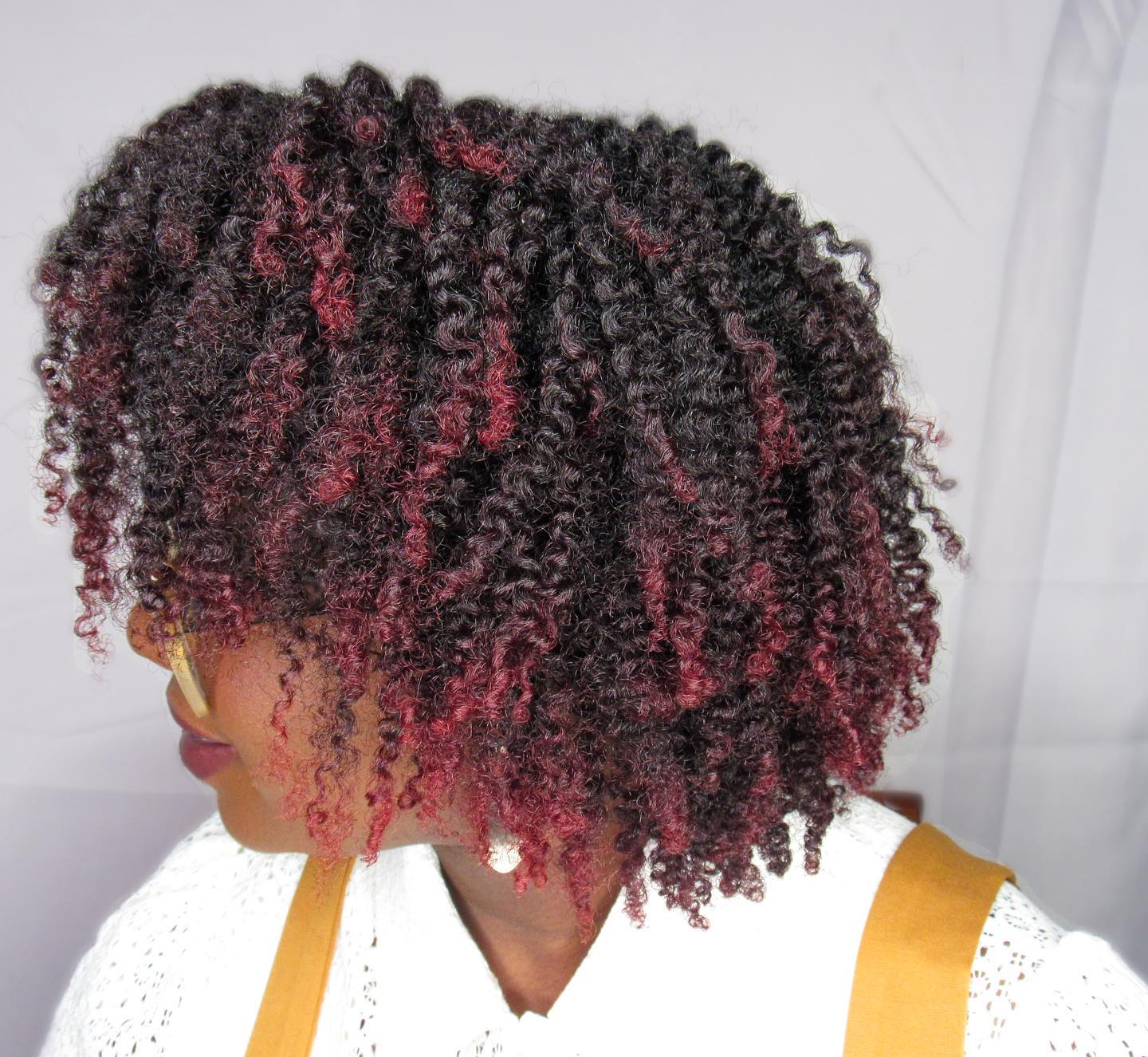 Bold Curly Twist Out with Fiery Highlights