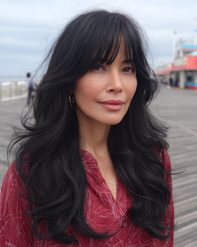 Bold Long Layers with Flattering Bangs