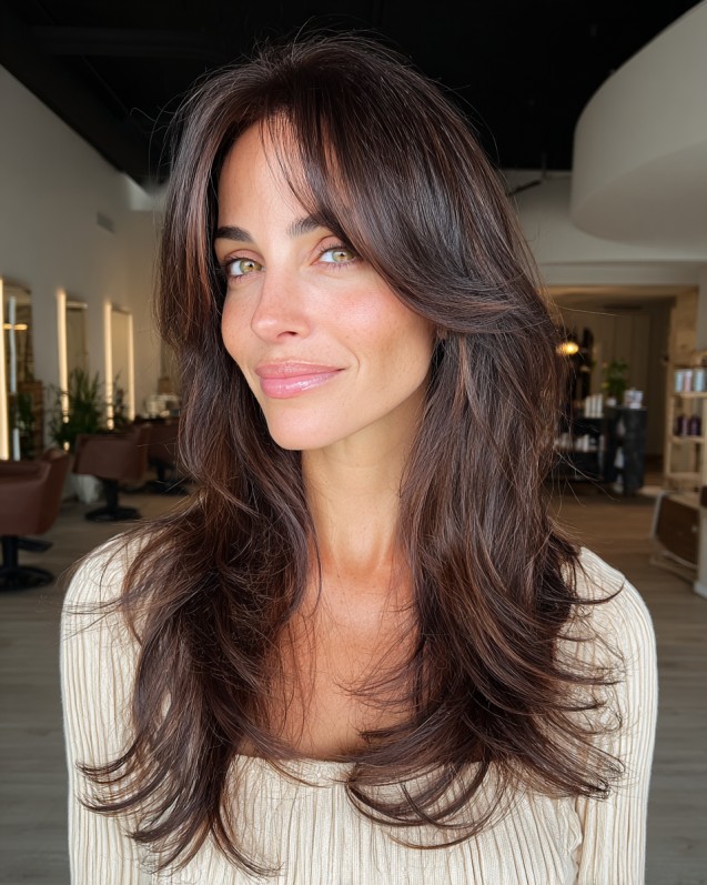 Charming Long Layers with Soft Face-Framing Dimension