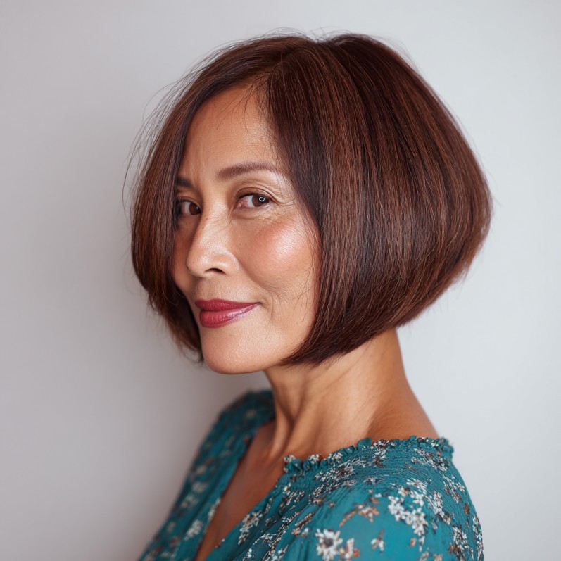 Chic Angled Bob with Subtle Caramel Highlights
