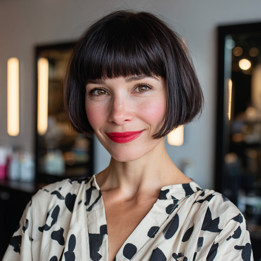 chic blunt bob with soft face framing layers