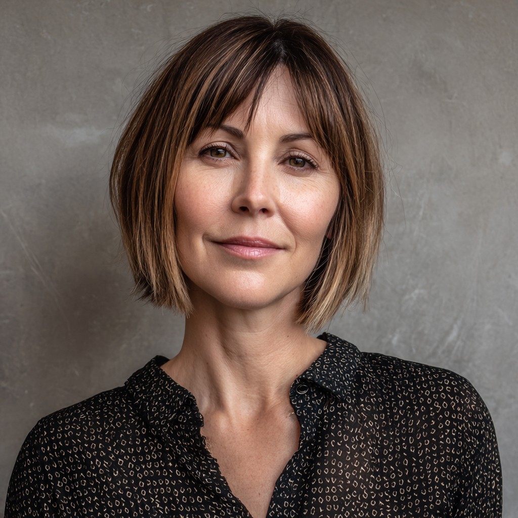 Chic Blunt Bob with Subtle Face-Framing Layers
