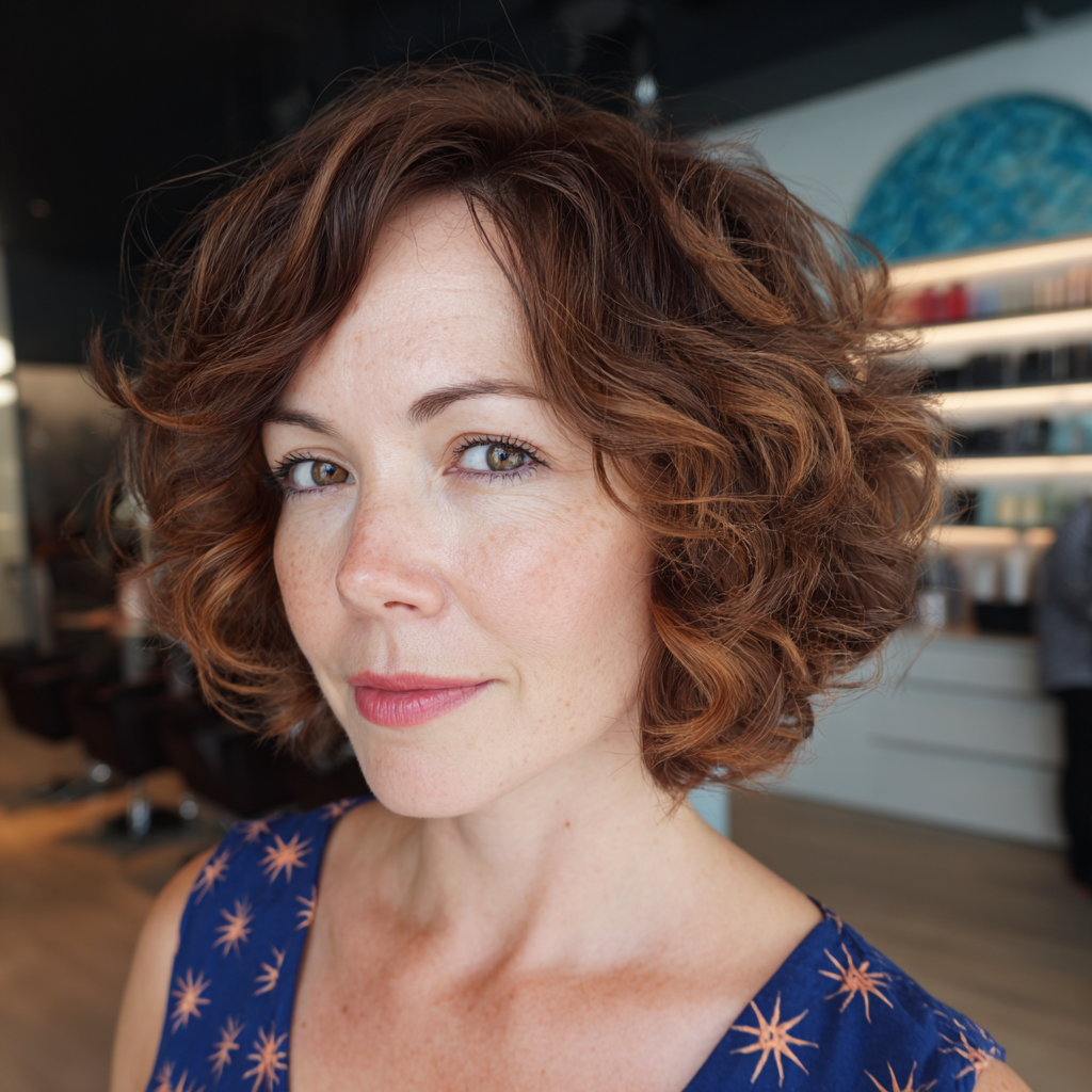 Chic Bouncy Curly Bob with Soft Layers