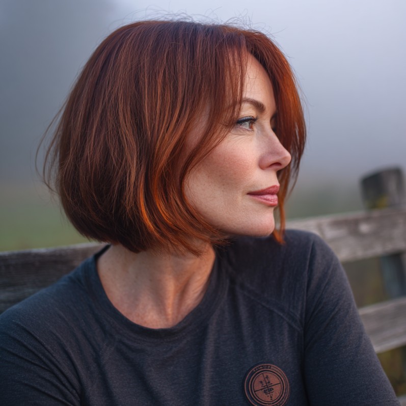 Chic Copper Blunt Bob with Subtle Movement