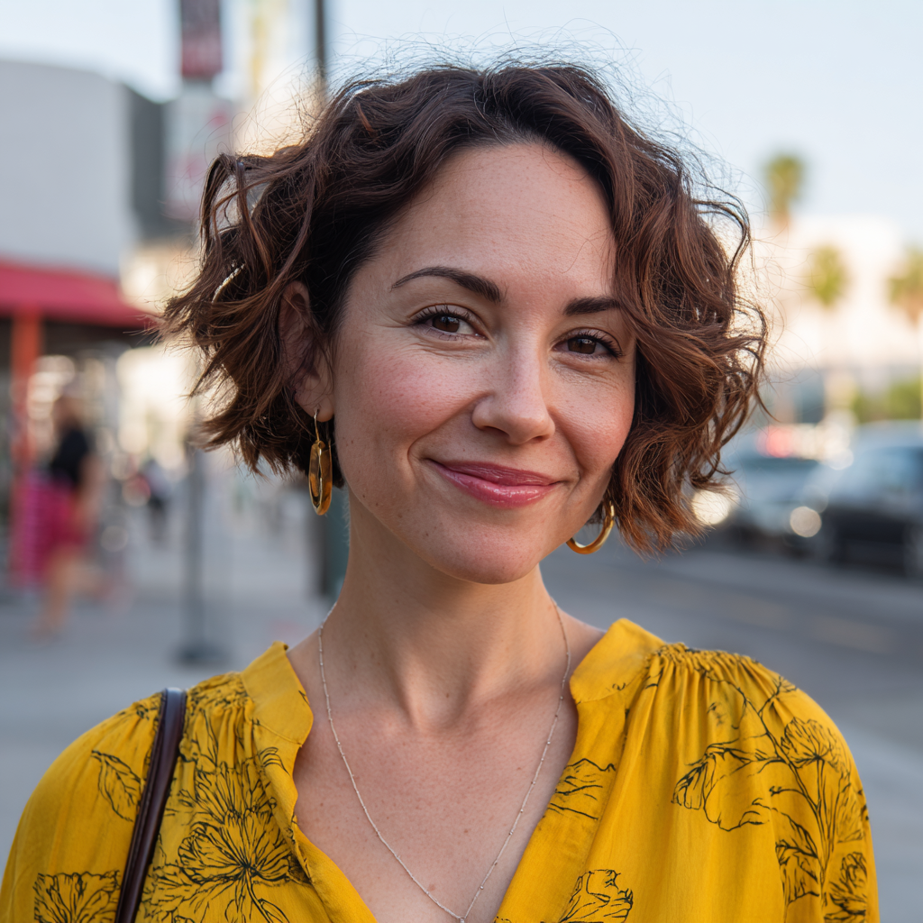 Chic Curly Bob with Defined Layers