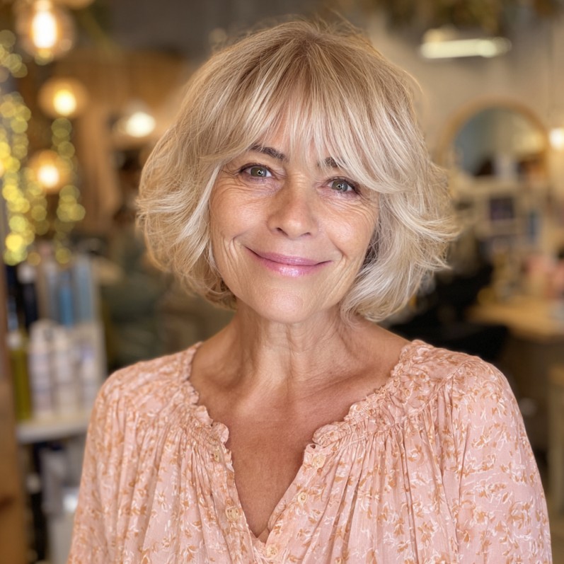 Chic Feathered Bob with Soft Textures