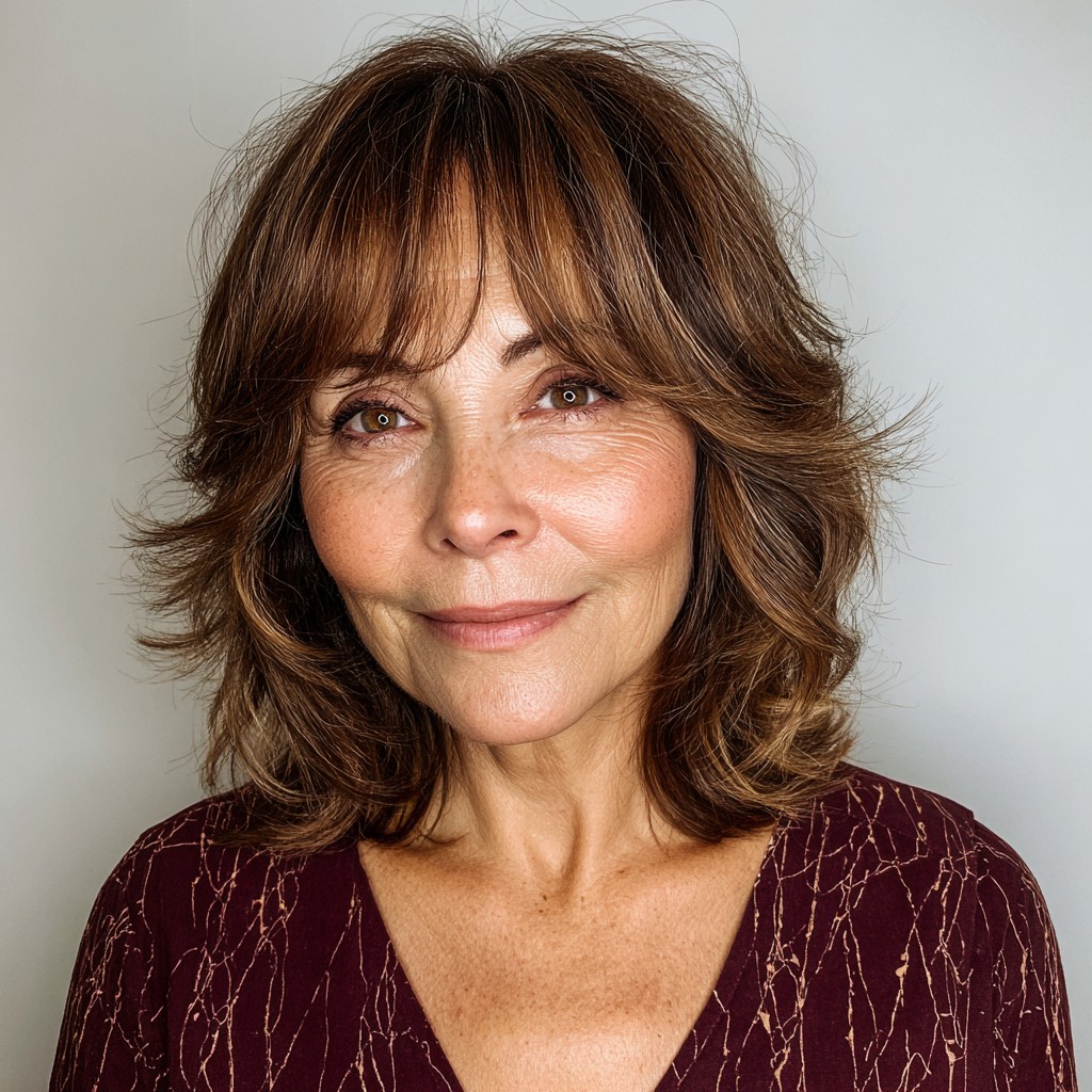 Chic Layered Cut with Soft Wispy Bangs