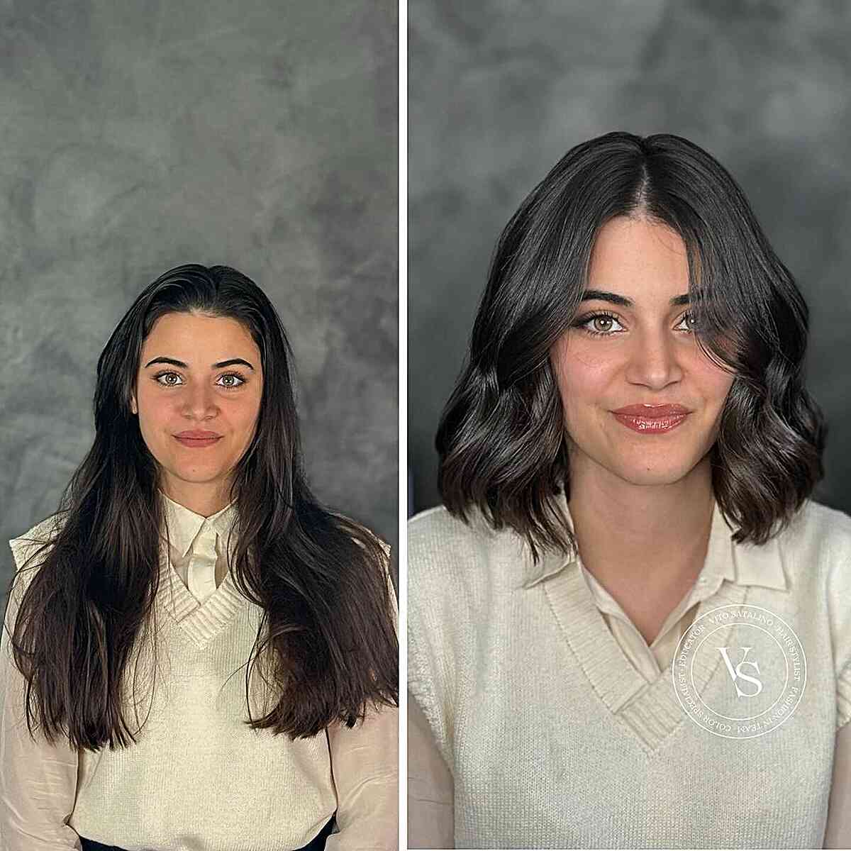 chic layered face framing bob haircut