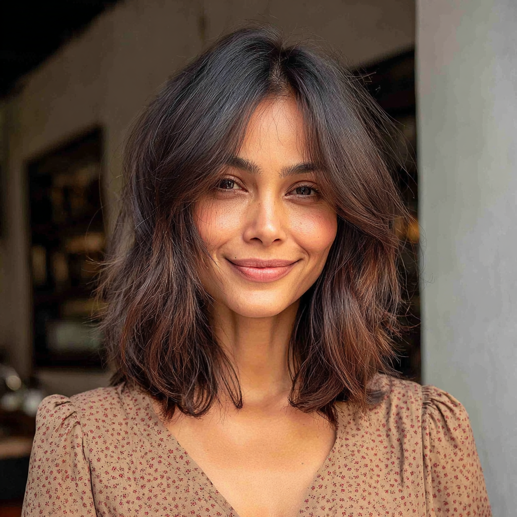 Chic Layered Wavy Bob with Natural Movement
