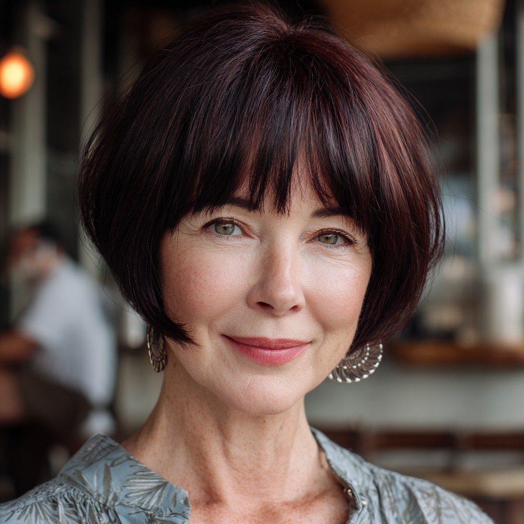 Chic Modern Mushroom Bob with Textured Bangs