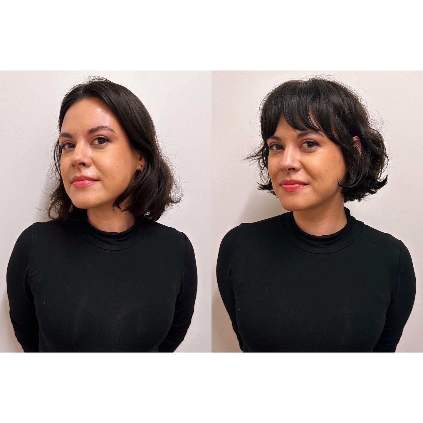 Chic Textured Bob with Soft Bangs and Loose Waves