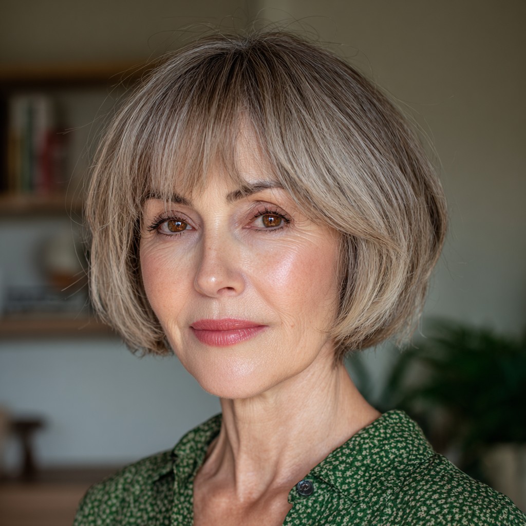 Chic Textured Bob with Soft Bangs