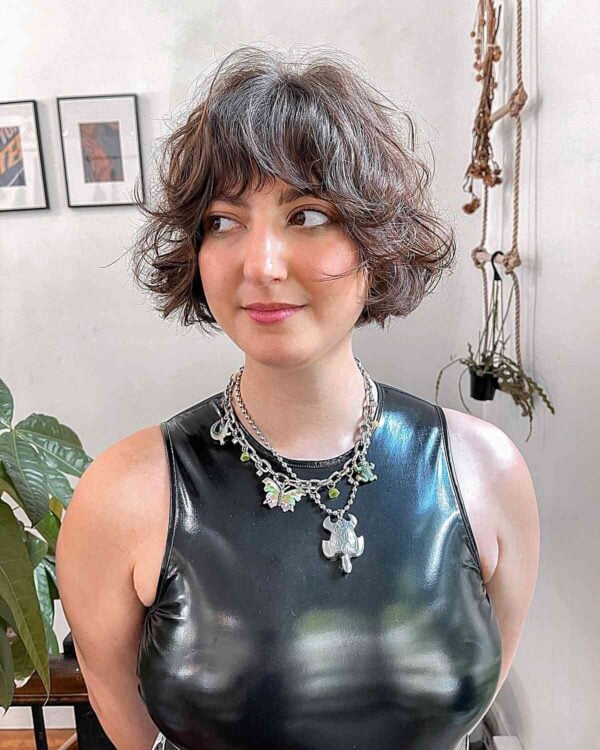 Chic Textured Bob with Soft Curly Layers