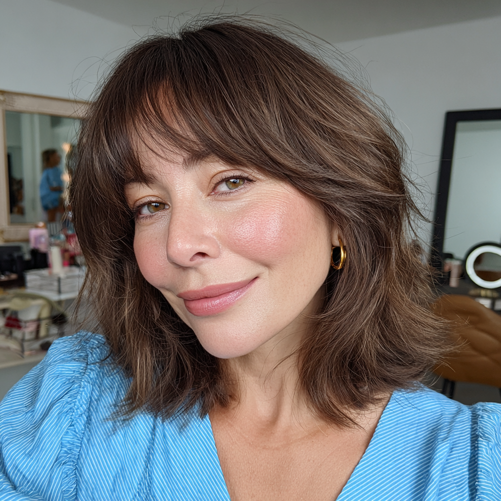 Chic Textured Bob with Soft Curtain Bangs