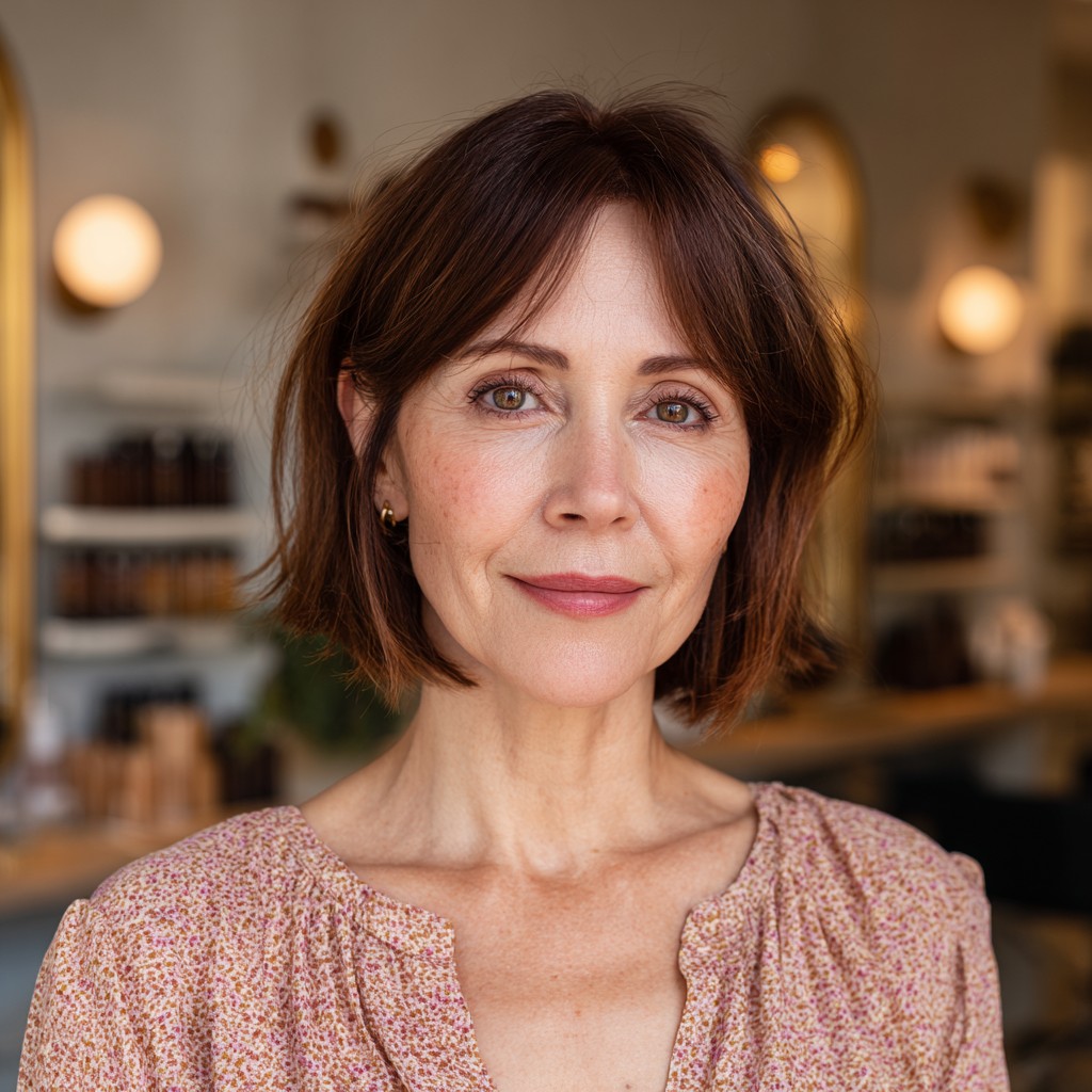 Chic Textured Bob with Soft Layered Bangs