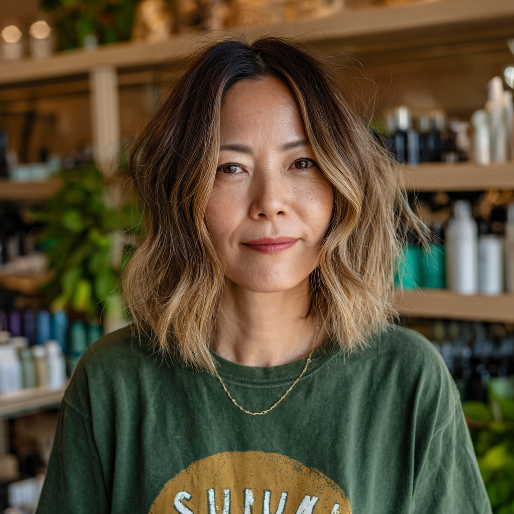 chic textured bob with sun kissed balayage