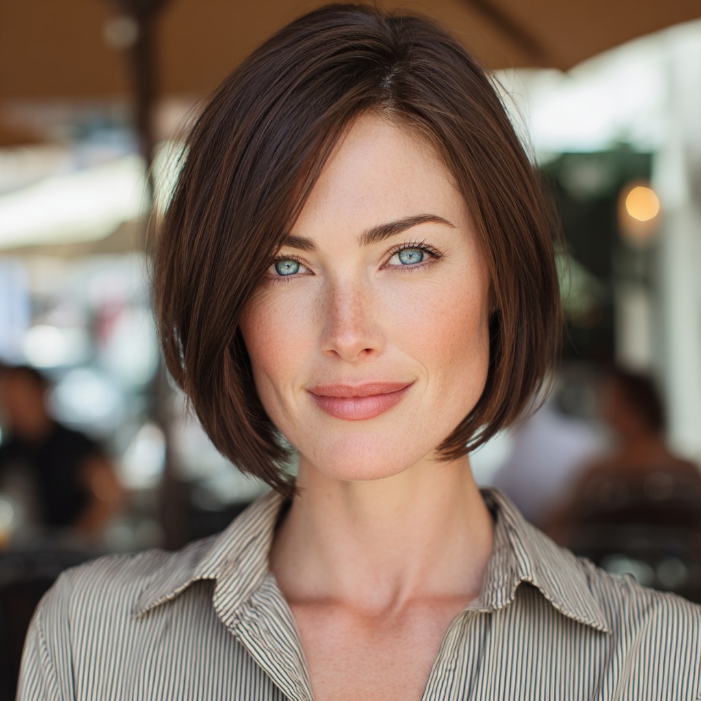 Chic Textured Brown Bob with Subtle Layers