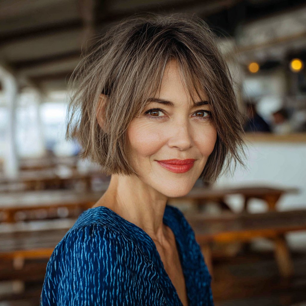 Chic Textured Frayed Bob with Subtle Movement