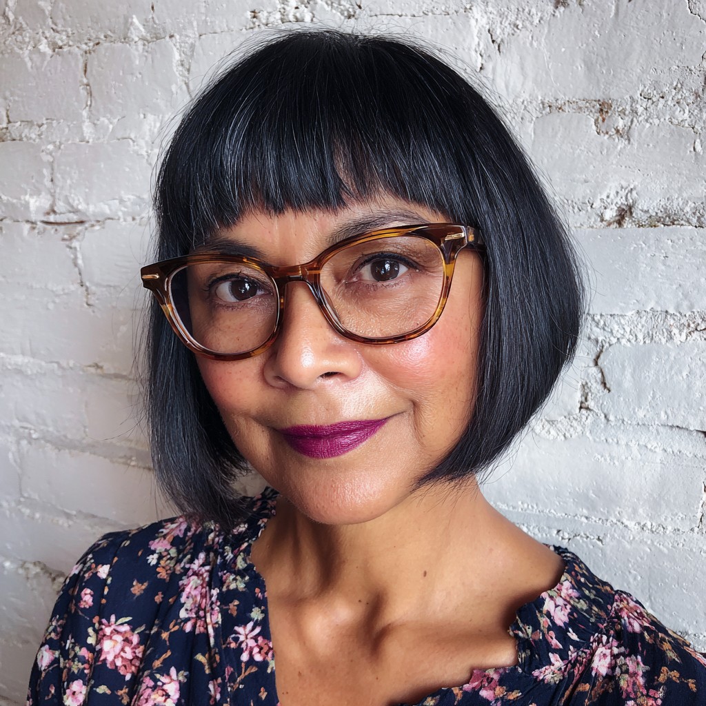 Chic Textured Mushroom Bob with Blunt Bangs
