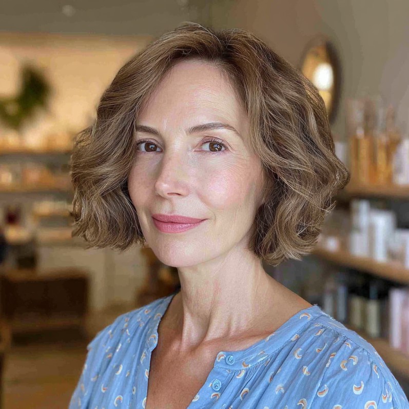 Chic Textured Short Bob with Soft Curls