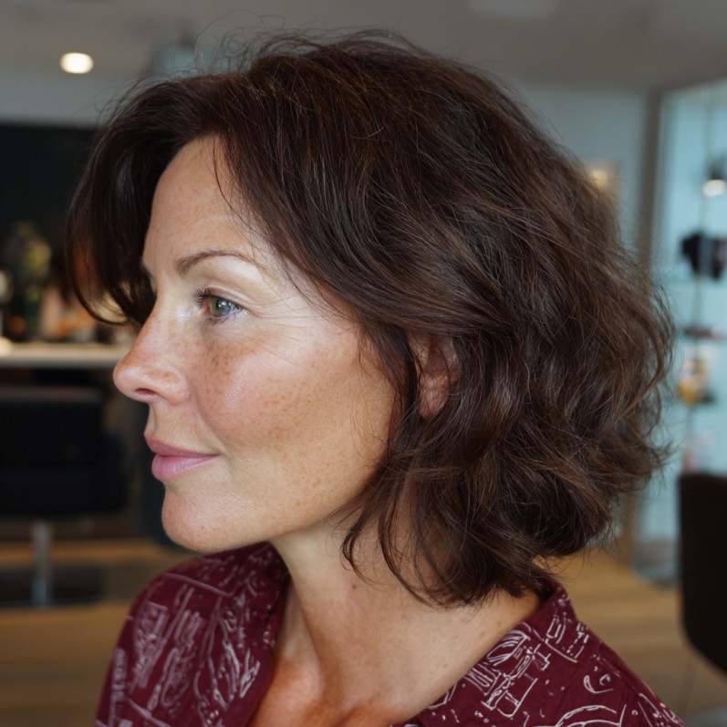 Chic Textured Slope Bob with Soft Waves