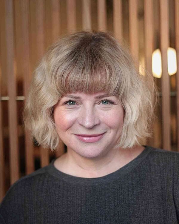 Choppy Textured Bob with Blunt Fringe