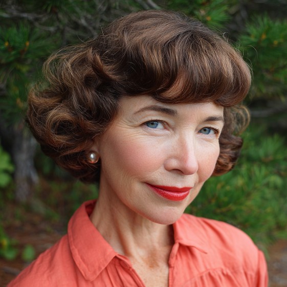 Classic Curly Bob with Soft Fringe