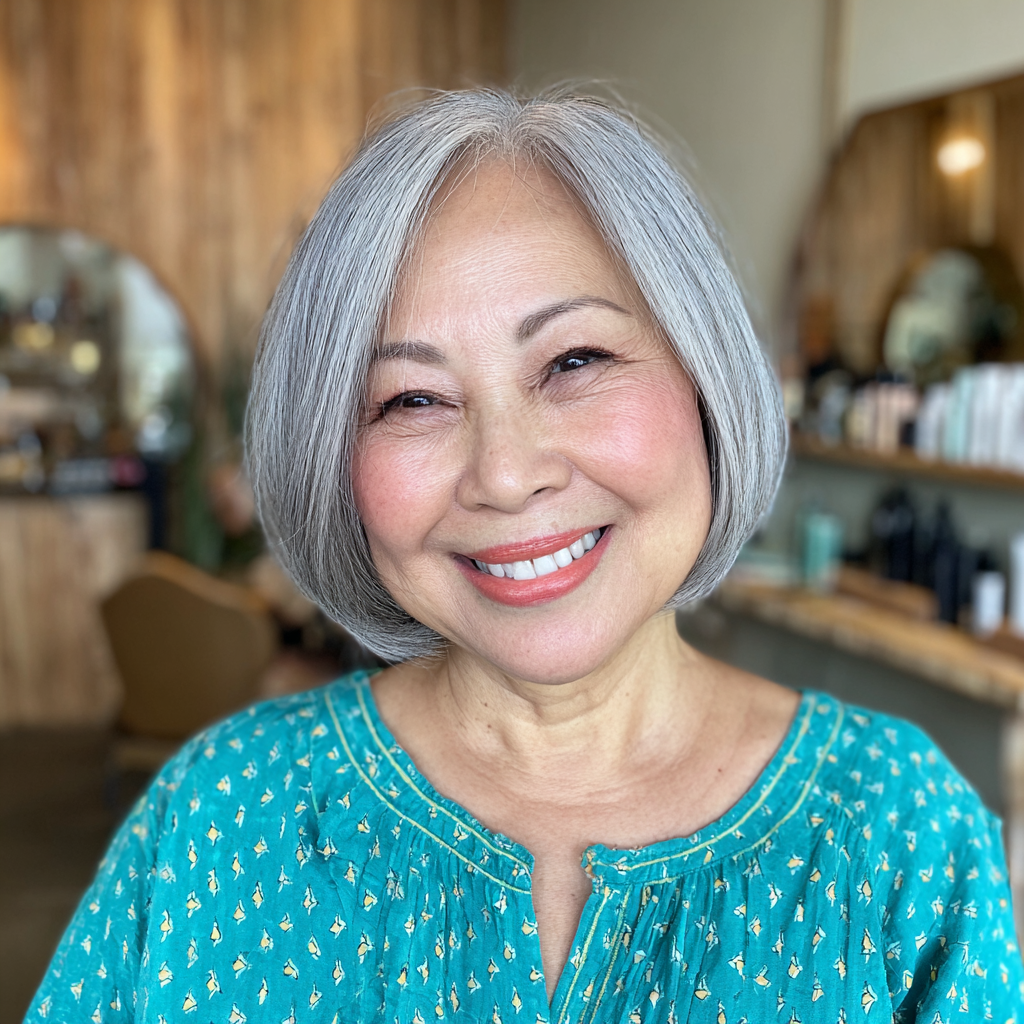 Classic One-Length Silver Bob with Subtle Volume