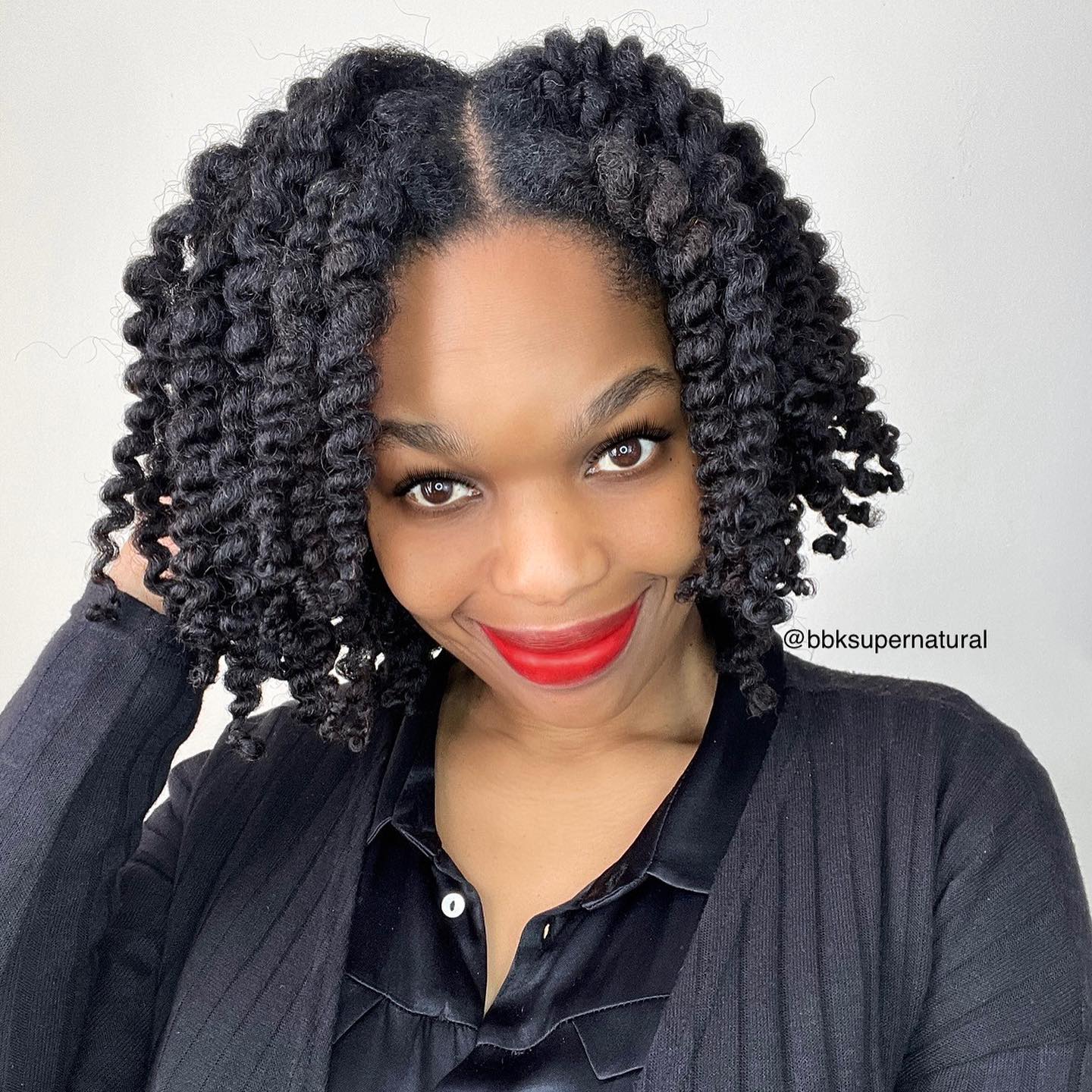 Defined Curly Twist Out with Playful Volume