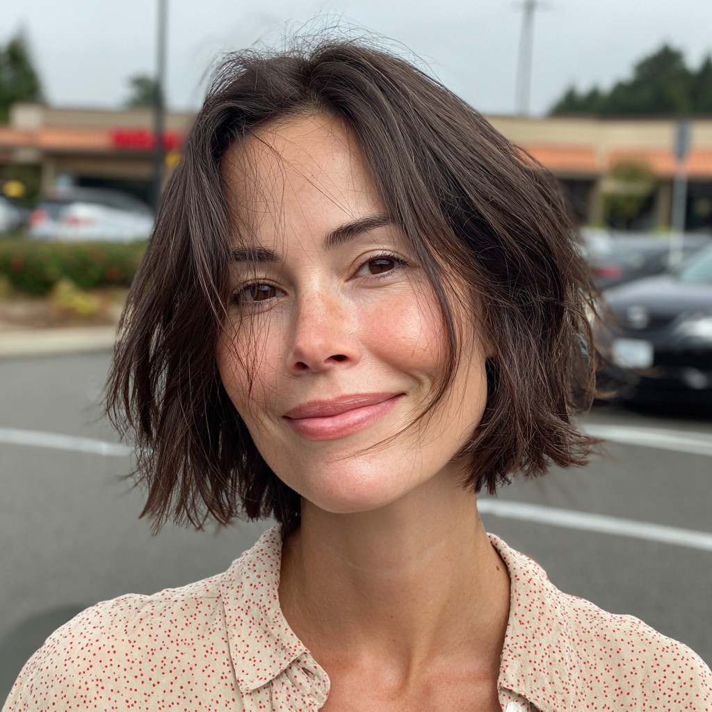 Effortless Textured Frayed Bob with Natural Movement