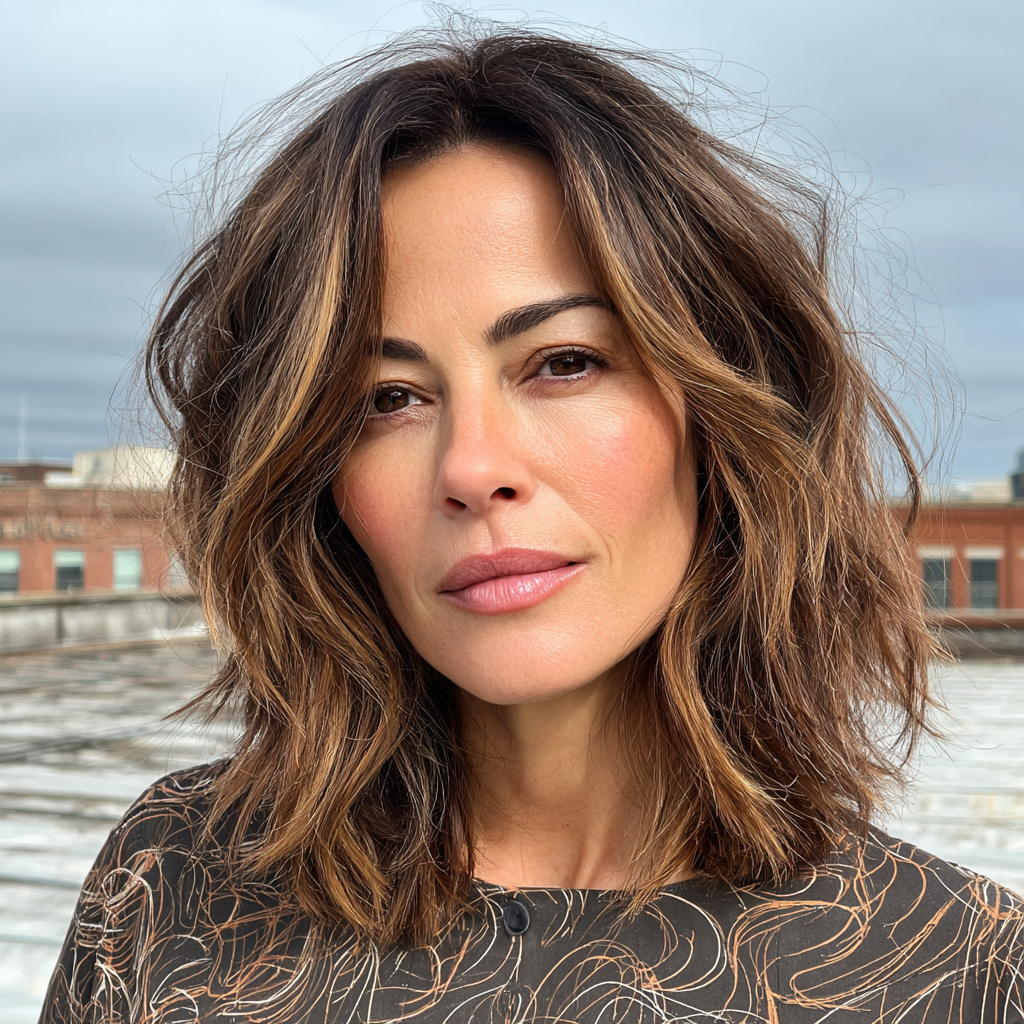 Effortlessly Chic Textured Bob with Subtle Highlights