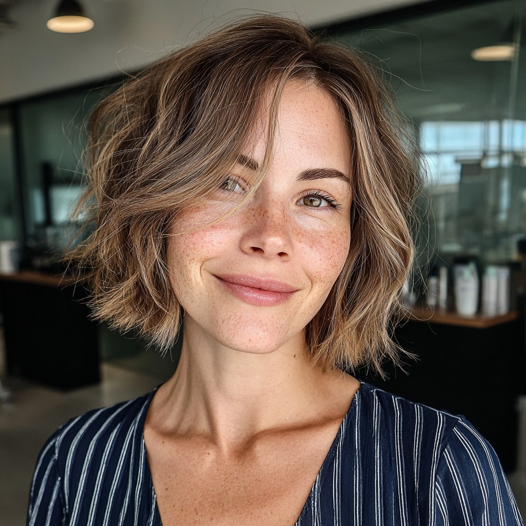 Effortlessly Textured Frayed Bob with Face-Framing Layers