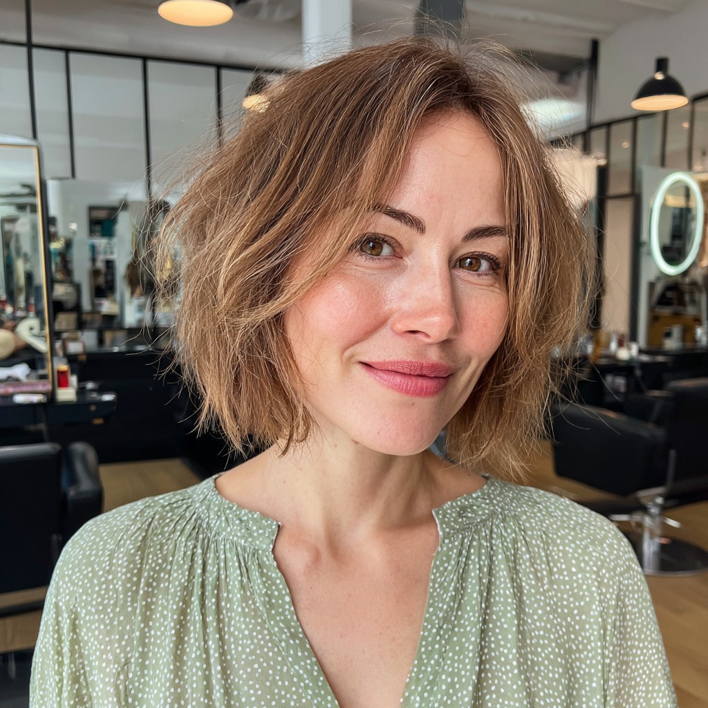 Effortlessly Textured Frayed Bob with Light Layers