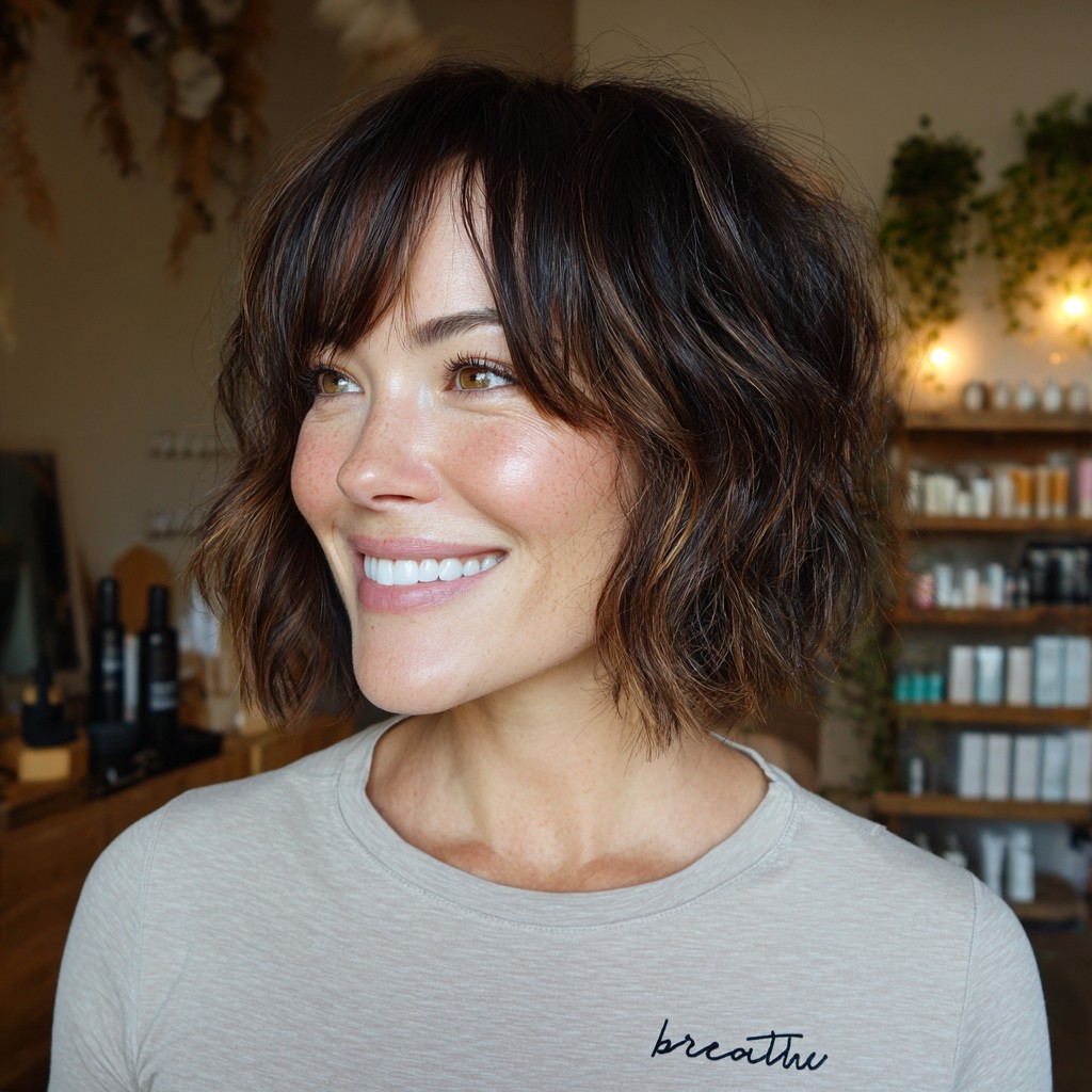 Effortlessly Textured Frayed Bob with Soft Movement