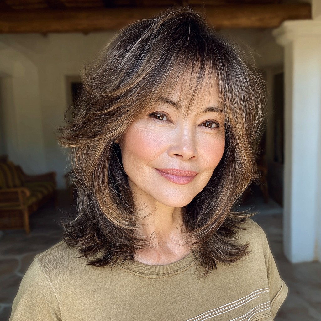 Elegant Layered Cut with Soft Bangs