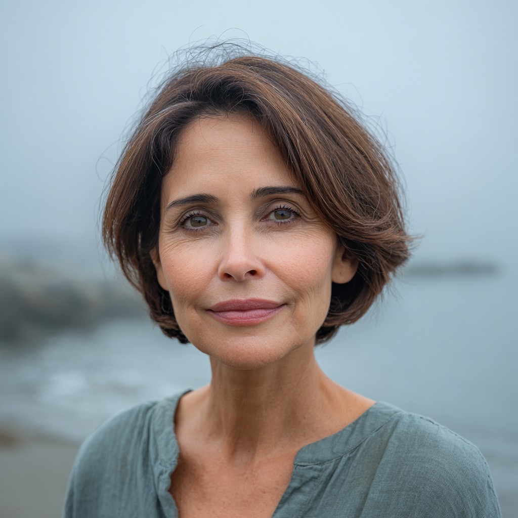 Elegant Layered Mushroom Bob with Subtle Waves