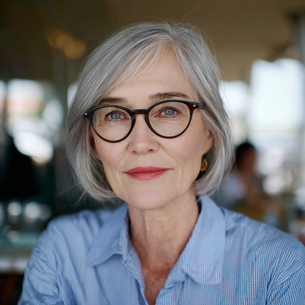 Elegant One-Length Soft Gray Bob