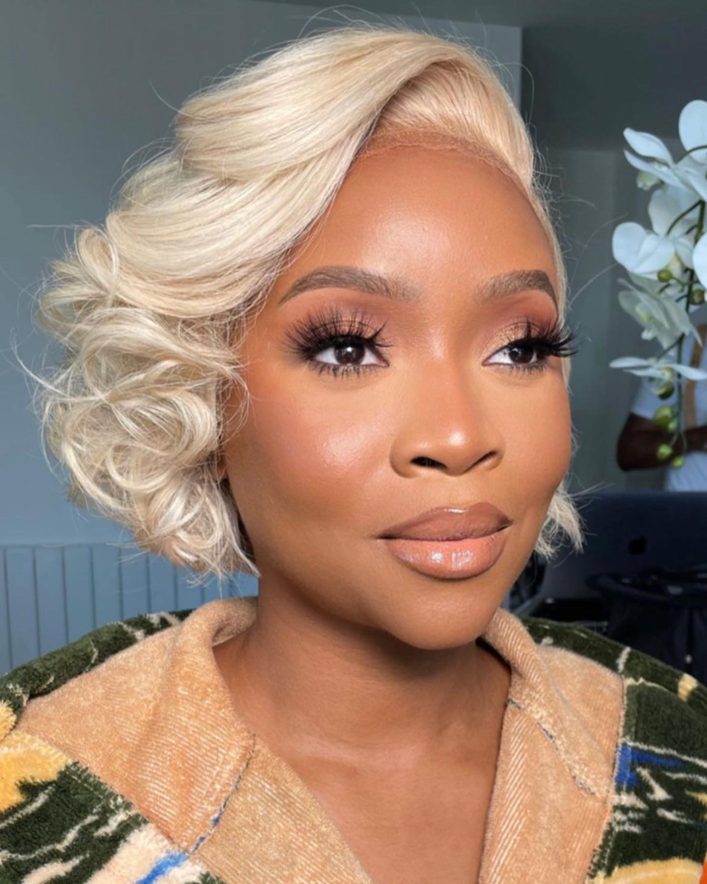 Elegant Textured Curls with Soft Side Part