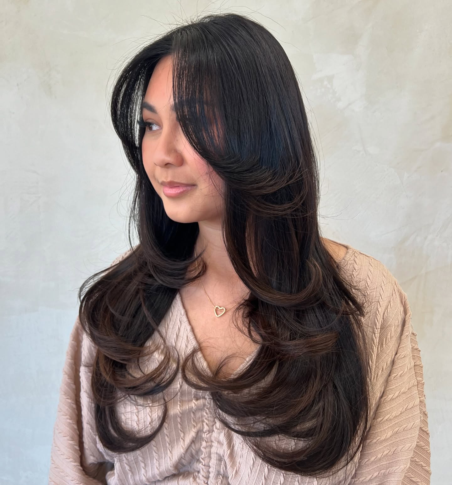 Luxurious Long Layers with Soft Face-Framing Volume