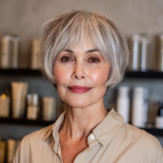 Modern Effortless Dove Tail Fringe Cut for Mature Hair