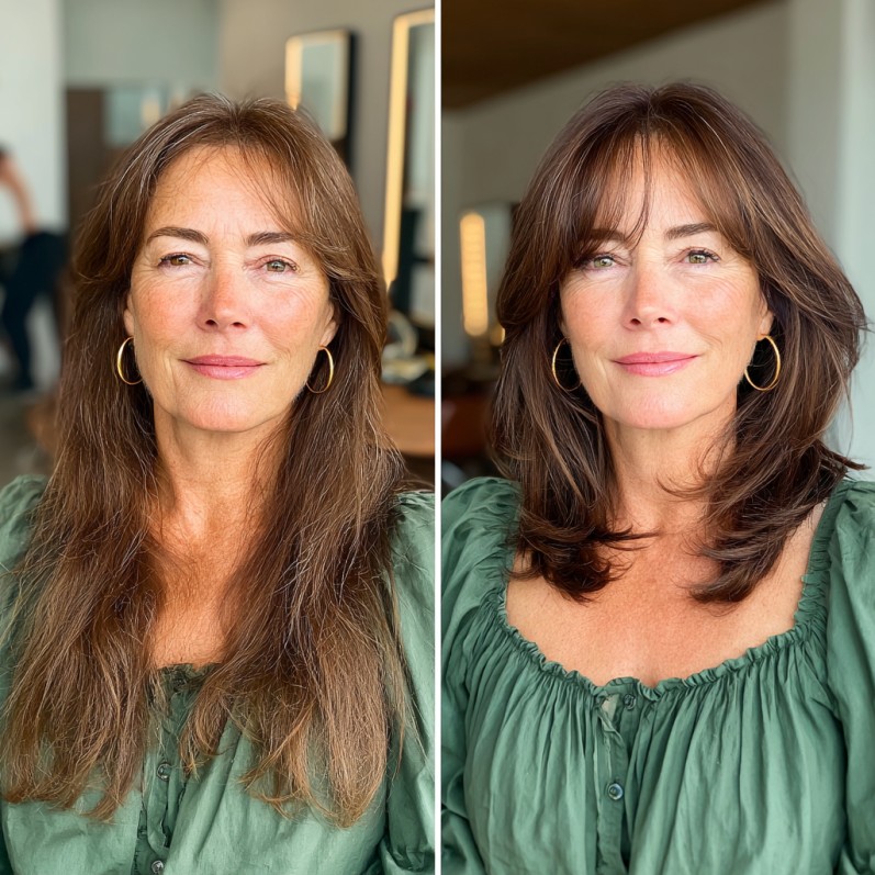 Modern Layered Brunette Cut with Soft Face-Framing Layers