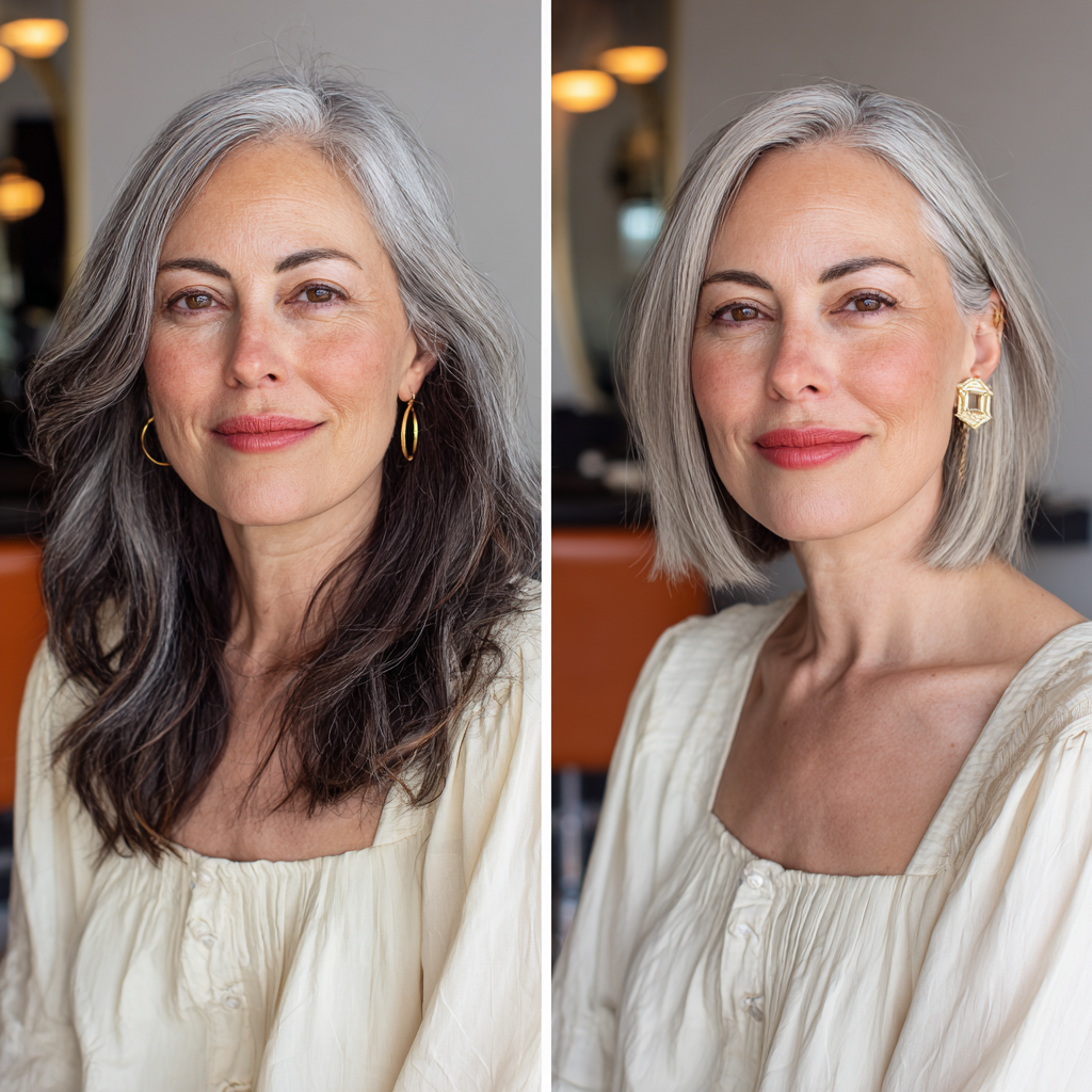 Modern One-Length Silver Lob with Subtle Texture