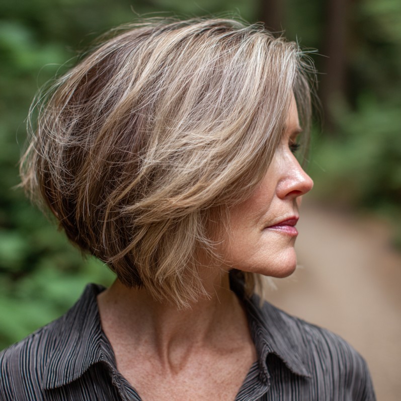 Modern Textured Bob with Sun-Kissed Highlights