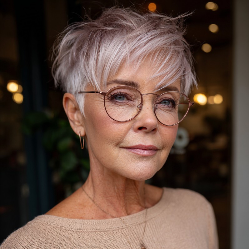 Modern Textured Razor Pixie Cut for Women Over 70