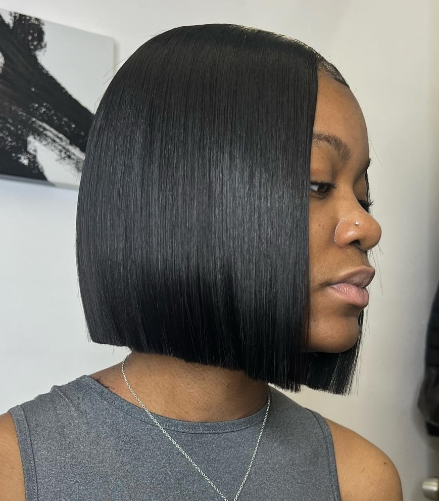 Polished Sleek Bob with Sharp Edges