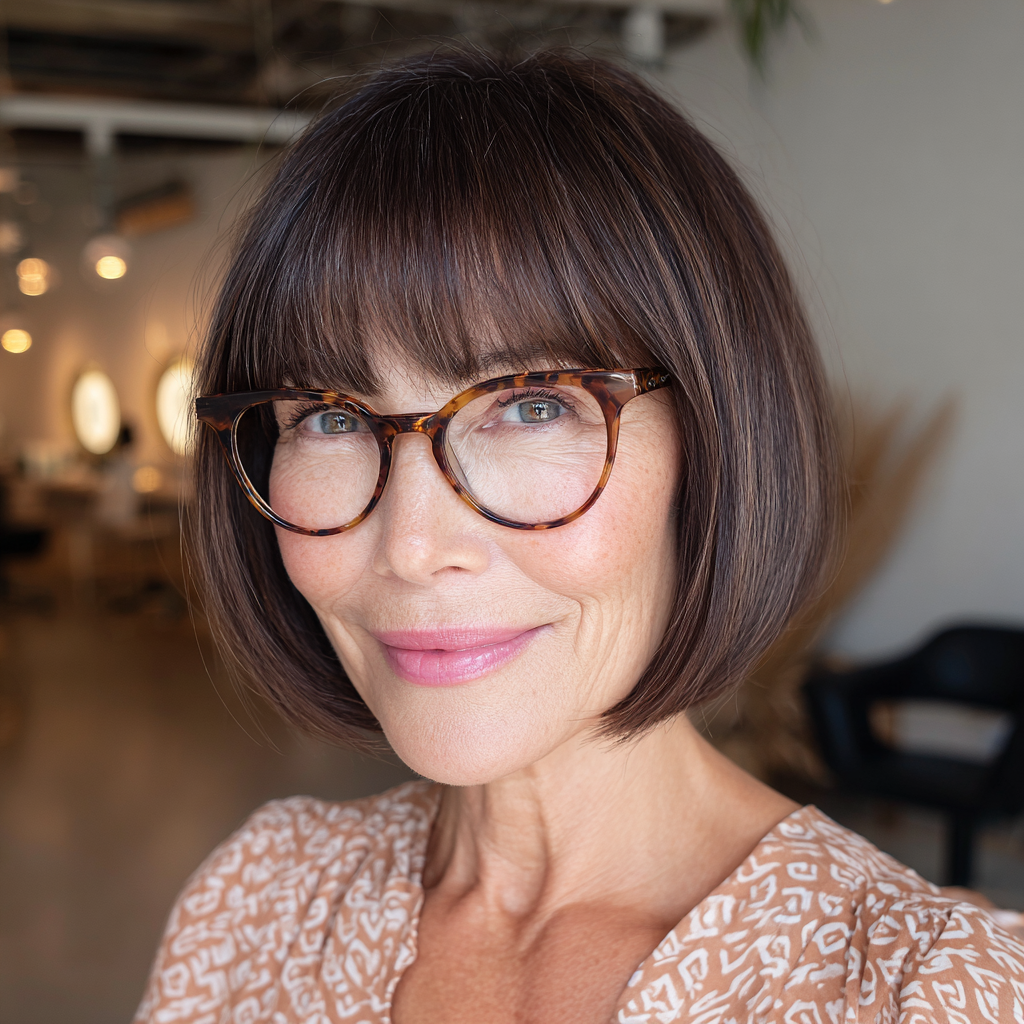 Sleek One-Length Bob with Soft Bangs