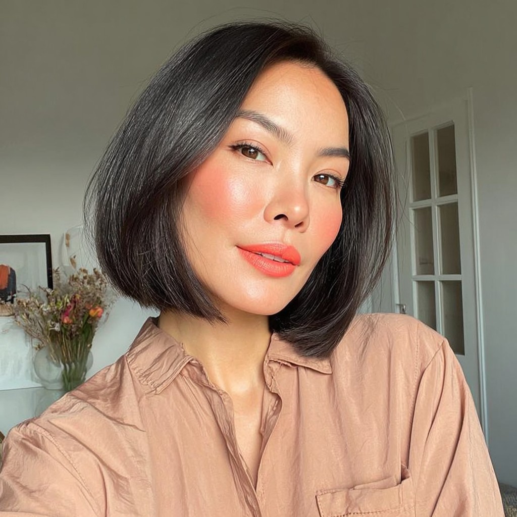 Sleek One-Length Short Bob with Subtle Softness