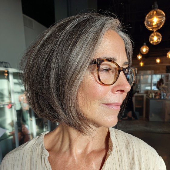 Sleek Textured Ash Bob with Subtle Layers